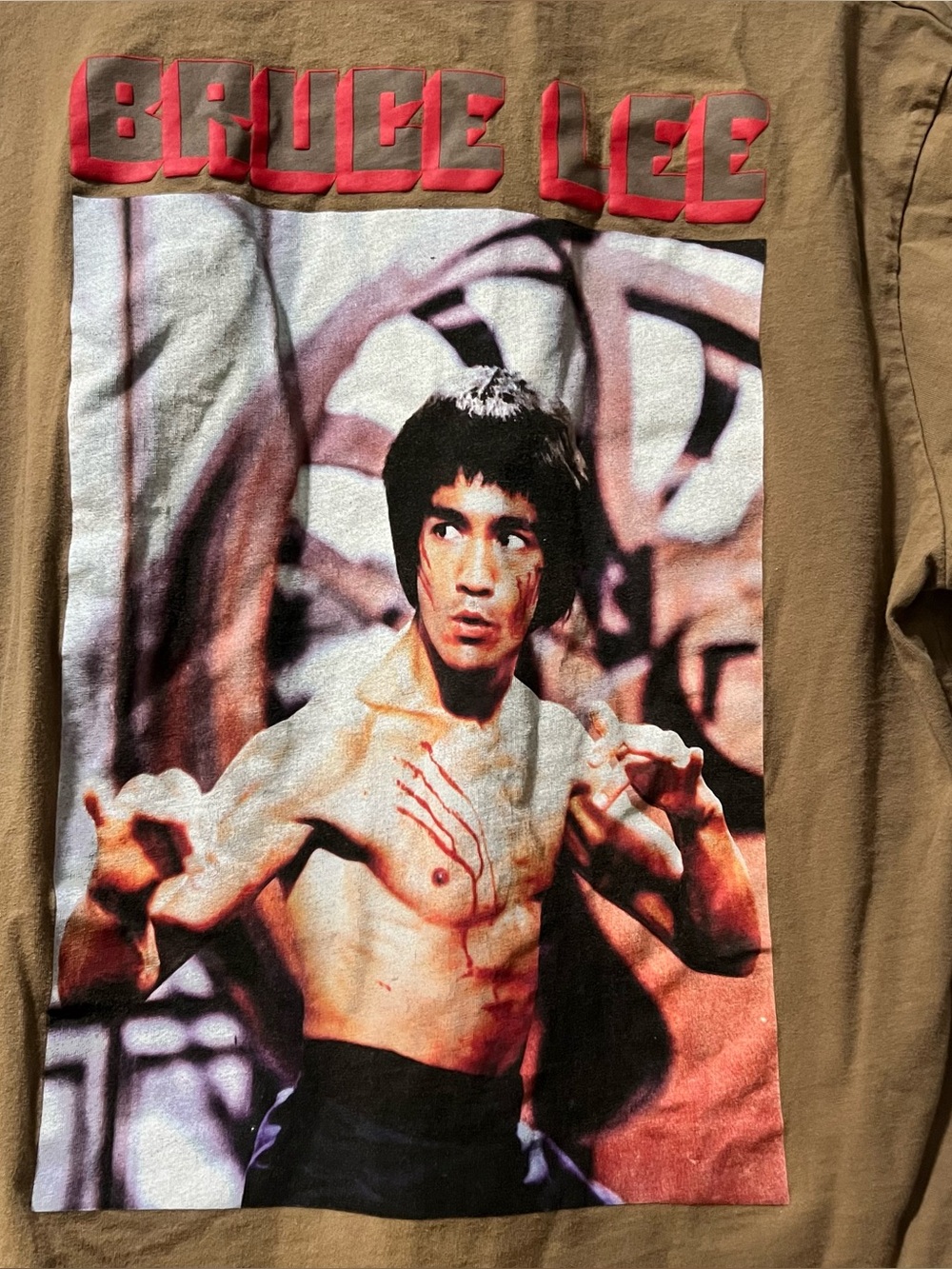Shoe Palace Bruce Lee Graphic Tee in Brown with Red Accents Size Large